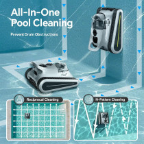 Robot Piscine Sans Fil 180W, Aspiration 45,000Pa, Sonar