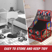 2-in-1 Basketball Arcade Game with Dart Boards & Electronic Scoreboard