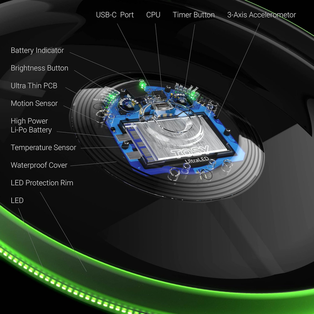 Disque Volant TOSY RGB - Ultra Lumineux, Étanche, Rechargeable