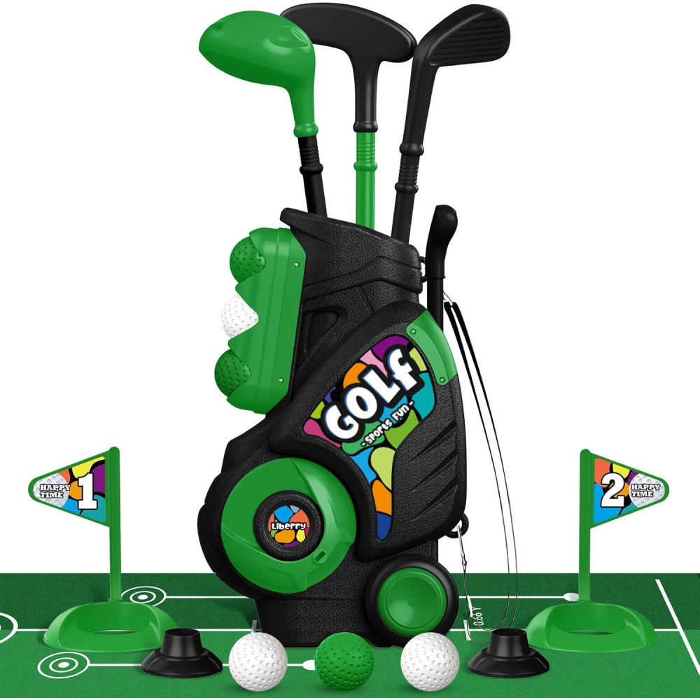 Set de Golf Liberry Enfant avec Tapis et Chariot Noir