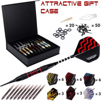 Turnart Darts Plastic Tip Soft Tip Set – 9 Pcs, 50 Extra Tips & Case
