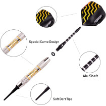 Turnart Darts Plastic Tip Soft Tip Set – 9 Pcs, 50 Extra Tips & Case