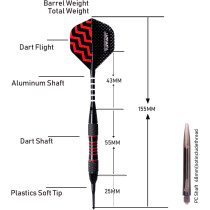 Turnart Darts Plastic Tip Soft Tip Set – 9 Pcs, 50 Extra Tips & Case