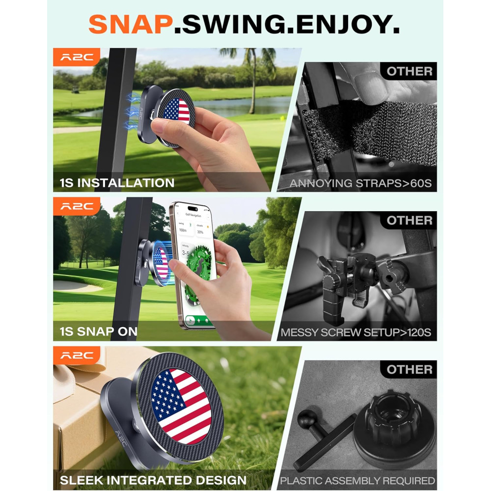 A2C Magnetic Golf Cart Phone Holder for iPhone 16 Pro Max & EZGO, Club Car