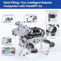 SunFounder PiDog AI Robot Dog Kit for Raspberry Pi with Voice & Video