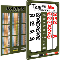 Tableau de Score Fléchettes Effaçable pour 301, 501, Cricket