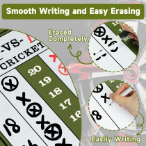 Darts Scoreboard Dry Erase for 301, 501 & Cricket + Scorebook & 2 Pens