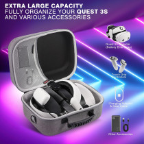 Large Carrying Case for Meta Quest 3/3S with Battery & VR Accessories