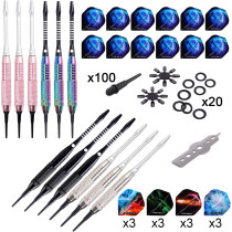 WIN.MAX Fléchettes Soft Tip 12 pcs + 100 Embouts Extra