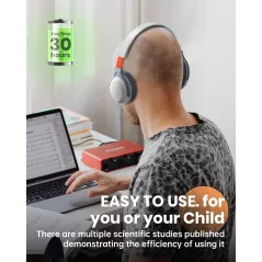 Casque Bluetooth sans fil avec retour auditif - Améliorez langage et attention pour enfants, aide Autism ADHD (Blanc)