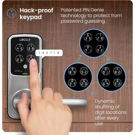 Serrure Intelligente Lockly Secure Pro Wi-Fi : Clavier Numérique, Empreinte 3D, Commande Vocale, Auto-verrouillage