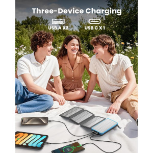 Hiluckey 25000mAh Solar Charger: Fast, Portable Power Bank for Outdoors