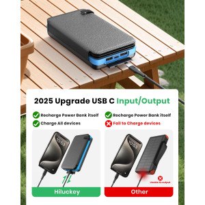 Chargeur Solaire Hiluckey 25000mAh - Power Bank Portable Blue