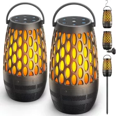 Enceintes Bluetooth Étanches IPX6 avec Lumières Flammes, Son HD, Multi-Sync 100, Idéal Cadeau pour Papa !