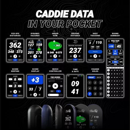 Blue Tees Golf Ringer - GPS Golf Portable Étanche, Écran Tactile, 40 000+ Parcours, Batterie 10h