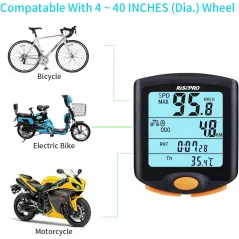 Compteur Vélo Sans Fil RISEPRO® Étanche avec Affichage LED