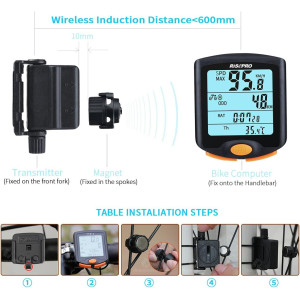 RISEPRO Wireless Bike Computer - Waterproof Speedometer & Odometer