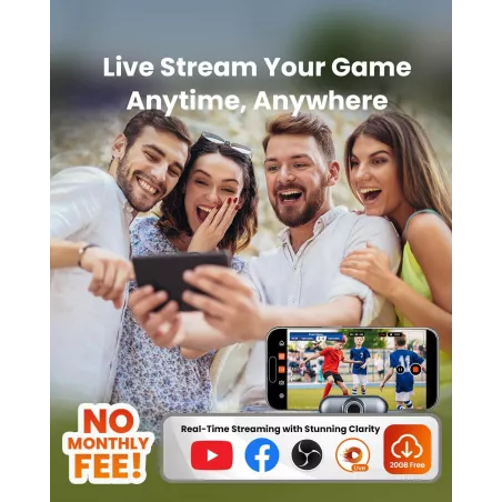 Caméra Sportive Chameleon AI 4K 60FPS : Suivi automatique, Football/Basket, Streaming Live, iOS/Android, sans abonnement