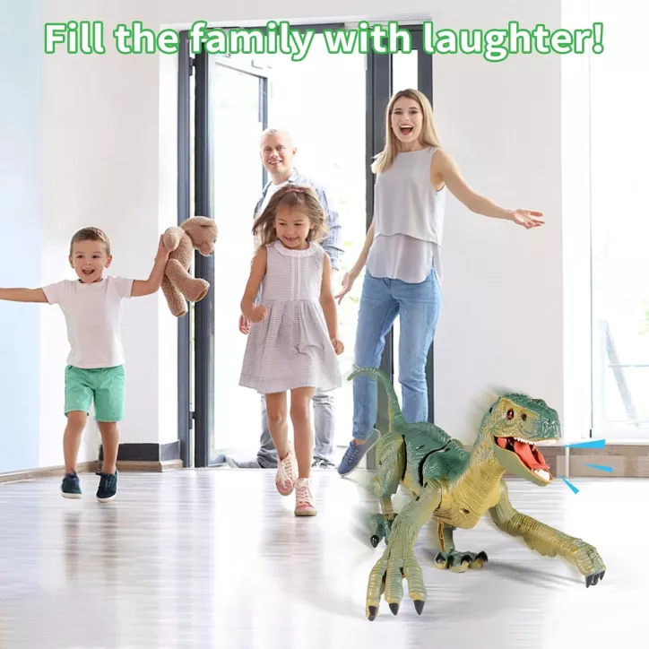 Dino télécommandé VERTOY - Grand Vélociraptor lumineux et sonore, cadeau idéal 3-12 ans
