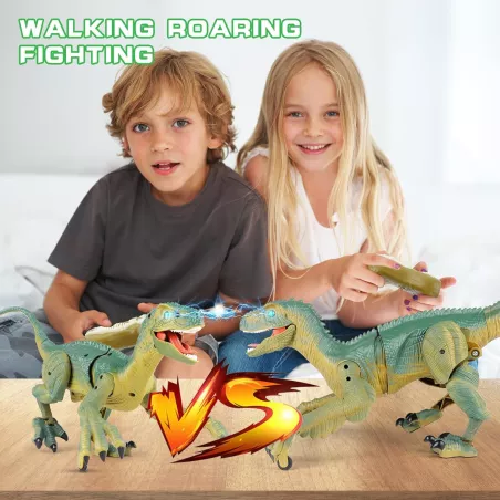 Dino télécommandé VERTOY - Grand Vélociraptor lumineux et sonore, cadeau idéal 3-12 ans