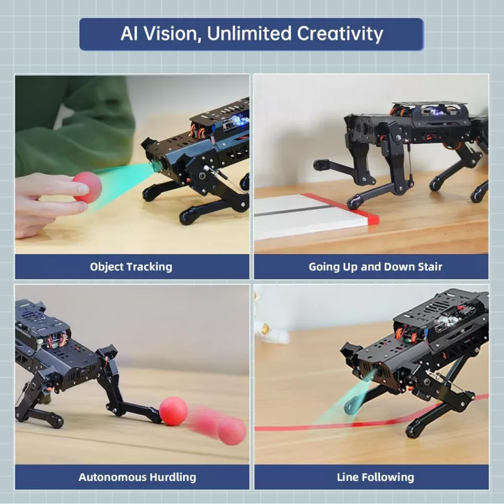 PuppyPi Robot Chien AI avec ChatGPT, Vision, SLAM, Navigation, Kit Pro & RaspberryPi5 8GB