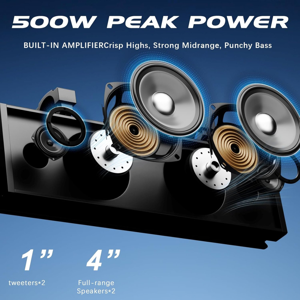 17 Waterproof UTV Sound Bar with Bluetooth & RGB for Polaris RZR Can-Am