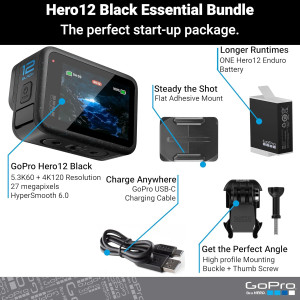 GoPro Hero12 Black E-Commerce Package | 5.3K60 UHD Waterproof Camera