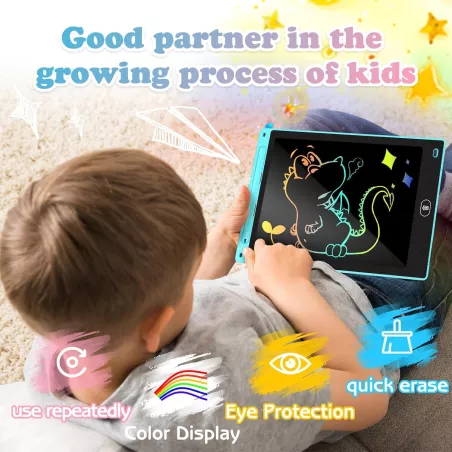 KTEBO® Tablette Écriture LCD 10 Enfants - 2 Pack Rose/Bleu