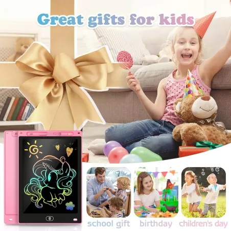 KTEBO® Lot de 2 Tablettes d'Écriture LCD 10 pour Enfants 3-8 ans, Cadeaux Anniversaire Noël (Rose & Bleu)