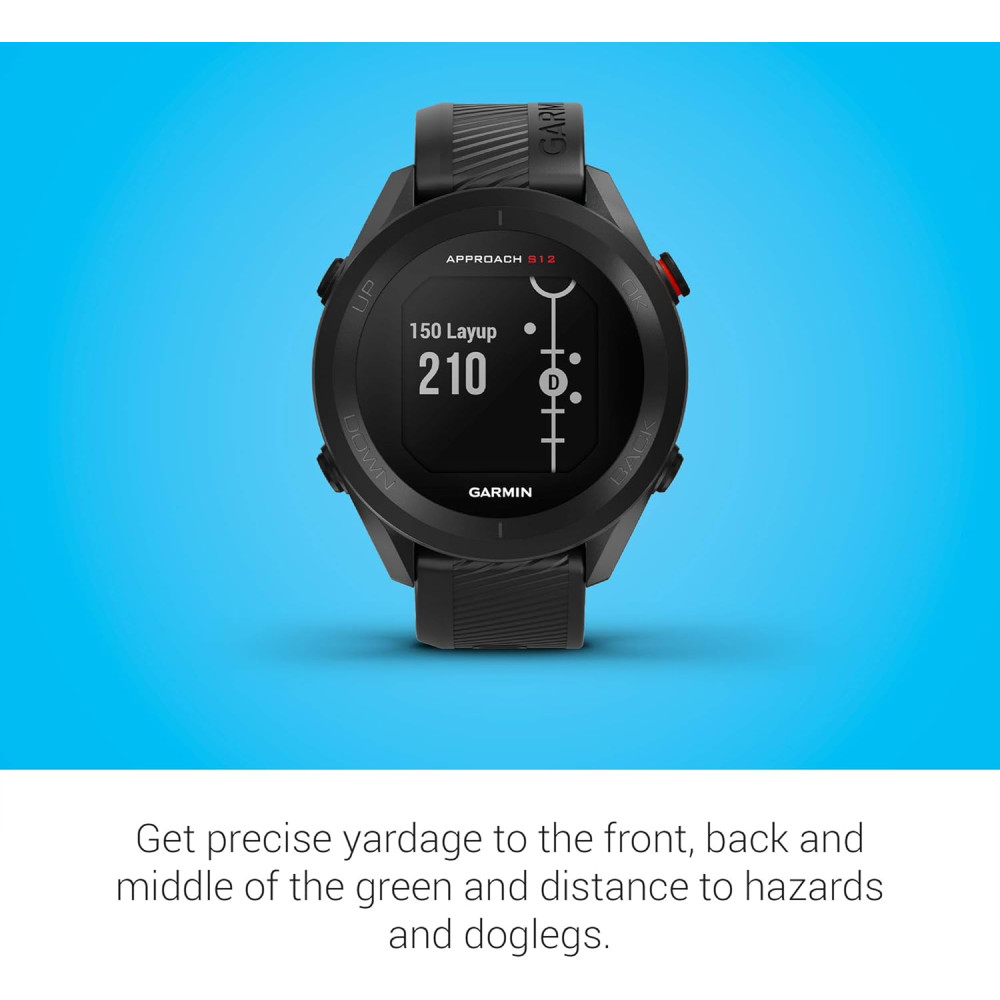 Garmin Approach S12 GPS Golf Watch - 42k+ Preloaded Courses, Black