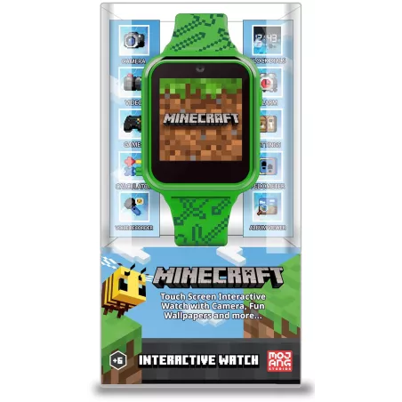 Montre Connectée Enfant Minecraft – Écran Tactile, Appareil Photo, Jeux, Alarme, Podomètre, 10 Cadrans, 5.5-8