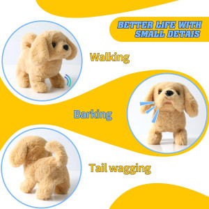 Interactive Plush Golden Retriever Toy Puppy – Walks, Barks & Wags Tail