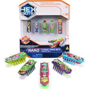 HEX BOTS Nano 5 Pack – Mini Robot Sensory Toy for Kids & Cats