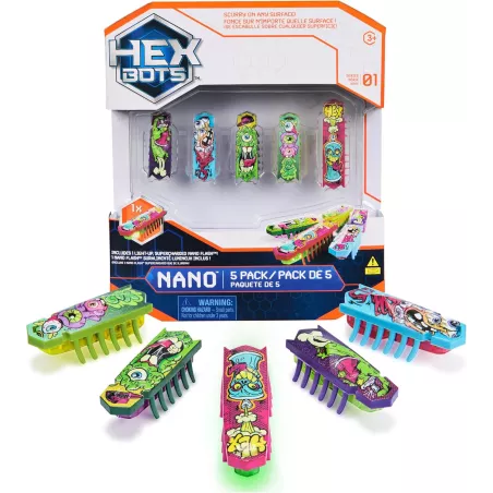 HEX BOTS Nano 5 Pack - Mini Robots Sensoriels pour Enfants & Chats