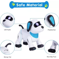 Yiman Robot Chien Télécommandé Programmable Rose, Jouet Interactif Dansant avec LED, Cadeau Enfants 3+