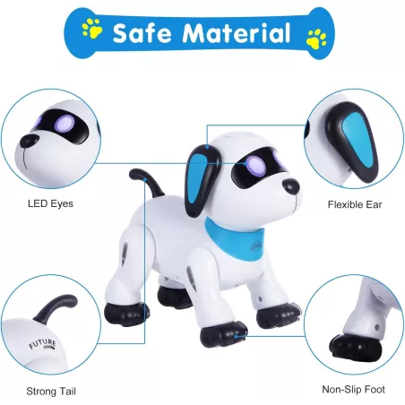 Yiman Robot Chien Télécommandé Programmable Rose, Jouet Interactif Dansant avec LED, Cadeau Enfants 3+