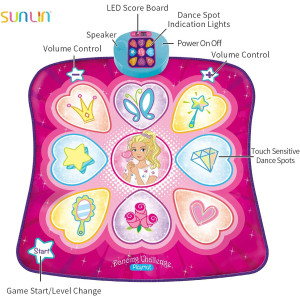 SUNLIN Dance Mat - LED Dance Pad with Music & 3 Challenge Levels for Kids