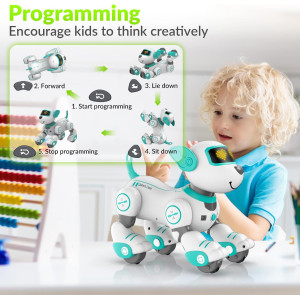 STEMTRON Programmable Robotic Pet Dog & Cat with Touch, LED & Music