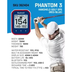 Bushnell Phantom 3 GPS Bleu avec Support BITE et Chiffon