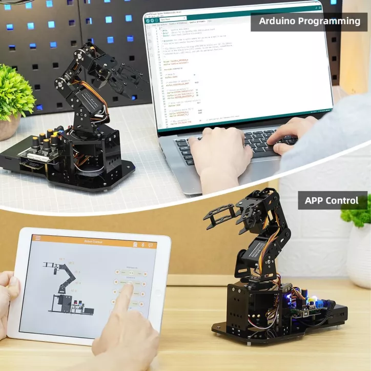 Bras Robotique 5DOF Arduino AI Open Source STEM Kit Éducatif Programmation Science & Robotique