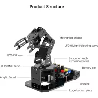 Bras Robotique 5DOF Arduino AI Open Source STEM Kit Éducatif Programmation Science & Robotique