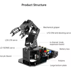 Bras Robotique 5DOF Arduino AI Open Source STEM Kit Éducatif Programmation Science & Robotique
