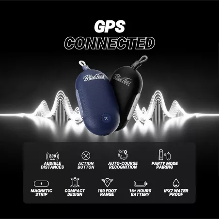 Blue Tees Golf Player Go – GPS Compact, Haut-parleur Bluetooth, Étanche IPX7, 40,000+ Parcours, 16h Batterie