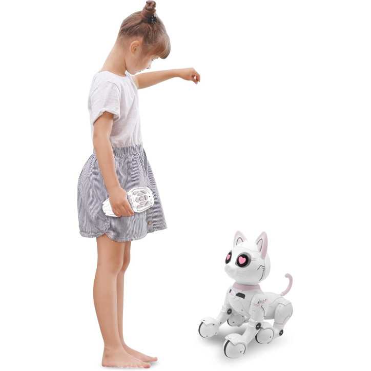 LEXiBOOK Power Kitty® Remote Control Programmable Robot Cat with Light & Sound, White/Pink - KITTY01