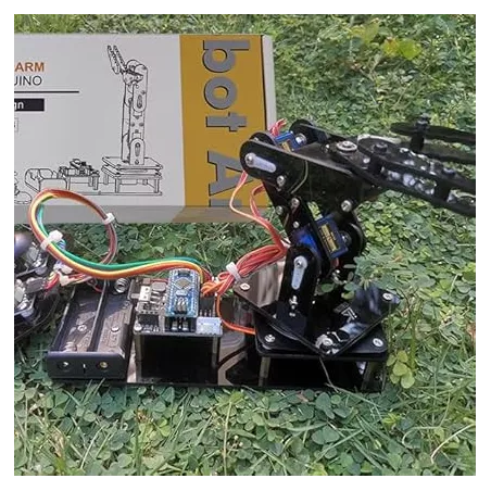 Bras Robotique Arduino - Kit Intelligent pour Débutants, Memorise et Reproduit Mouvements, Prog., Math, Science