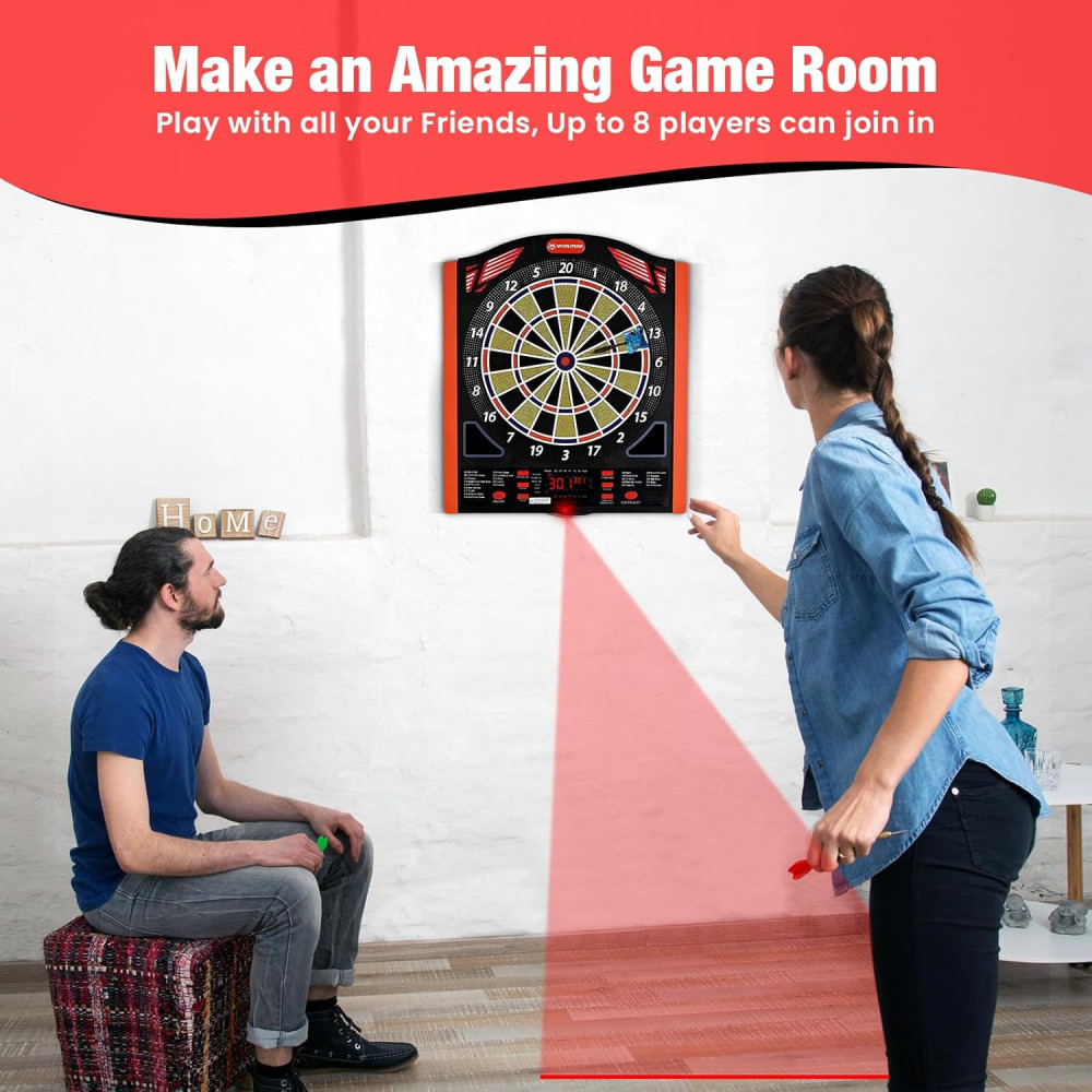 Electronic Dart Board Set with LED Light, 34 Games & 350 Variations