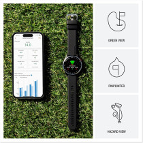Garmin Approach S44 Golf GPS Smartwatch – AMOLED, Silver Bezel, Black Band
