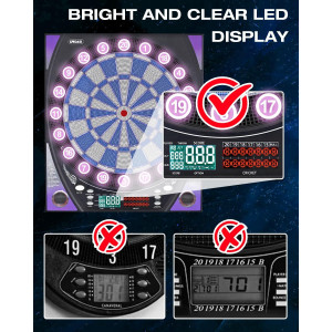 Electronic Dart Board with Bright Display, Multiple Games & 12 Soft Tip Darts