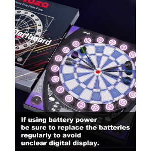 Electronic Dart Board with Bright Display, Multiple Games & 12 Soft Tip Darts