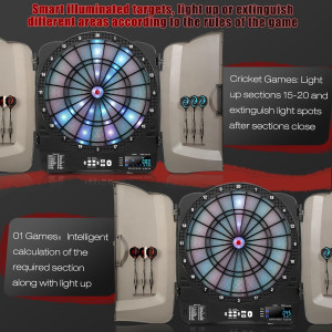 Cible Fléchettes Électronique 48 Jeux Éclairage + 6 Fléchettes